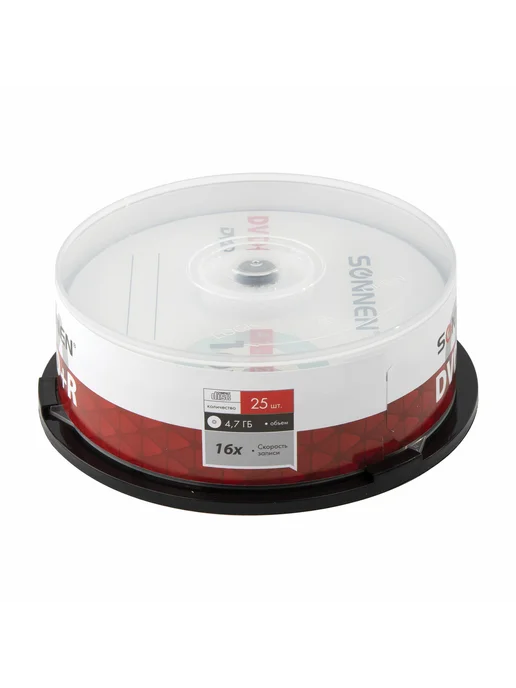 SONNEN Диски DVD+R 4,7 Gb 16x Cake Box упаковка на шпиле 25 шт 5135, 4,7 ГБ, 25 шт, фото 2