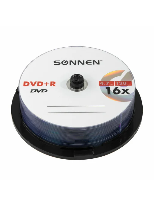 SONNEN Диски DVD+R 4,7 Gb 16x Cake Box упаковка на шпиле 25 шт 5135, 4,7 ГБ, 25 шт, фото 3