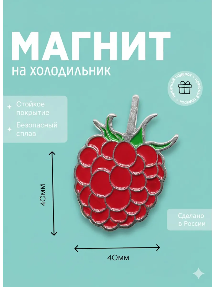 Магнит на холодильник Малина металл