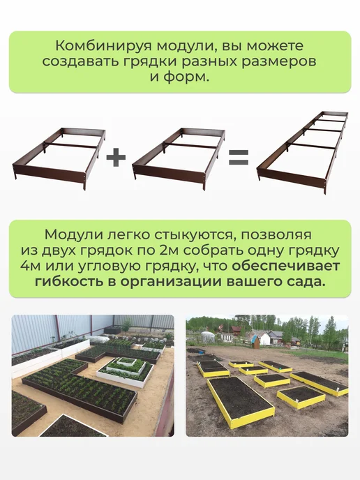 СИБГРЯДКИ Грядки оцинкованные высокие 2м*1м, h 34см, 2 м, 1 м, фото 5