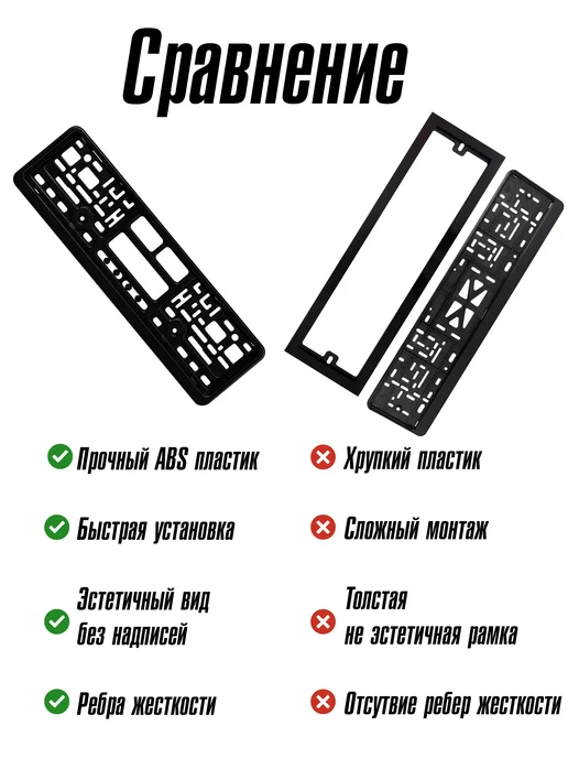 Дядя Машинкин Рамка для номера 2 штуки чёрные без надписей, 1 шт, фото 4