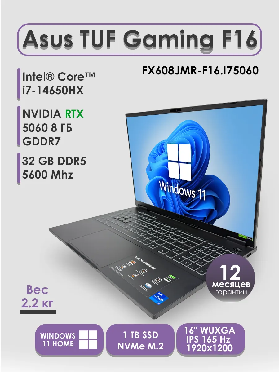 Ноутбук игровой TUF FX608JMR-F16 Intel Core i7-14650HX