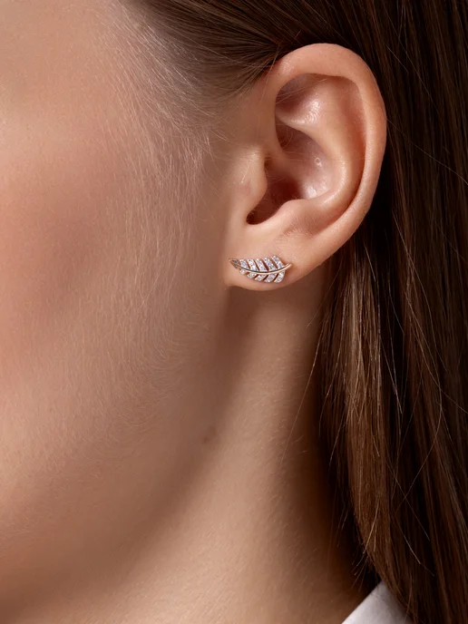Vesna jewelry Лабрет пирсинг одиночная серьга в ухо золото 585 бриллианты, золотой, фото 5