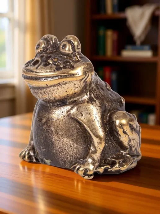 Метарт Лягушонок задумчивый колокольчик интерьерный для декора, коричневый, фото 4