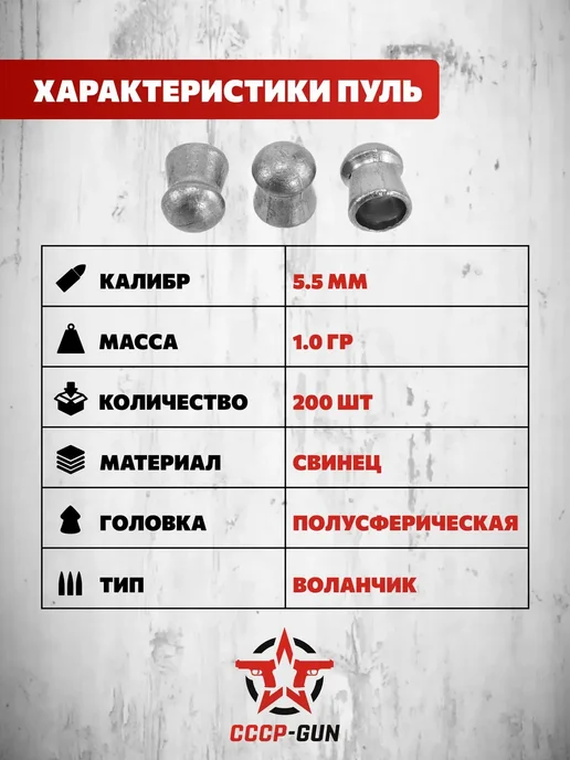 Пули пневматические Kvintor Domed 5.5 мм (200 шт, 1.0 г), 200 шт, 1 г, фото 2