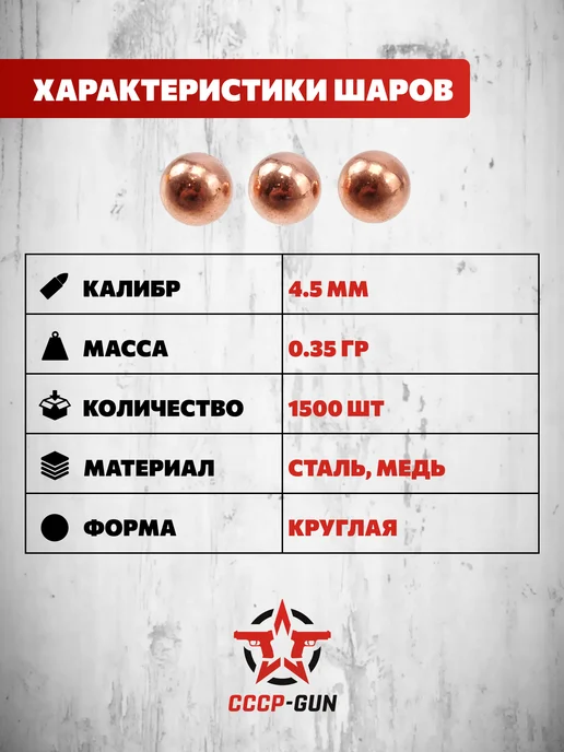 Шарики для пневматики Borner Gold 4.5 мм (1500 шт, омедненны, 1500 шт, фото 2