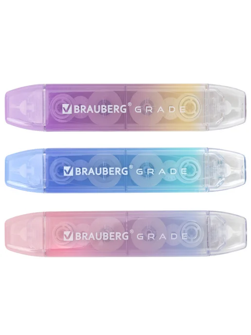 Brauberg Корректирующая лента двусторонняя GRADE PASTEL 5 мм x 10 м 3, 10 м, фото 2