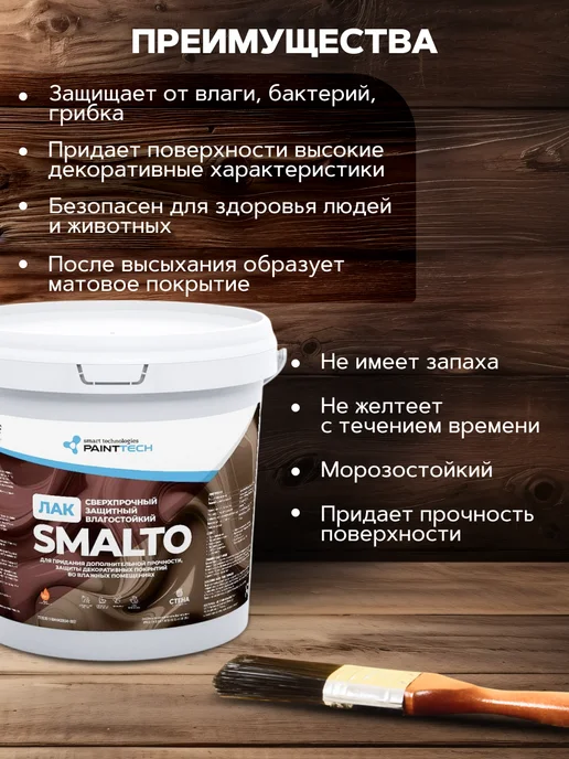 ГК СТЕНА Лак акриловый Smalto, 1кг, 1 кг, фото 6