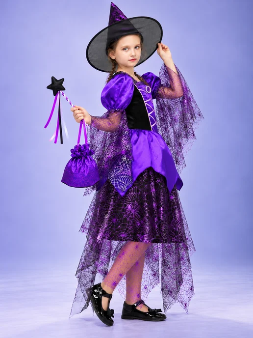 Halloween party Карнавальный костюм Ведьмы Ведьмочки, черный, фото 2