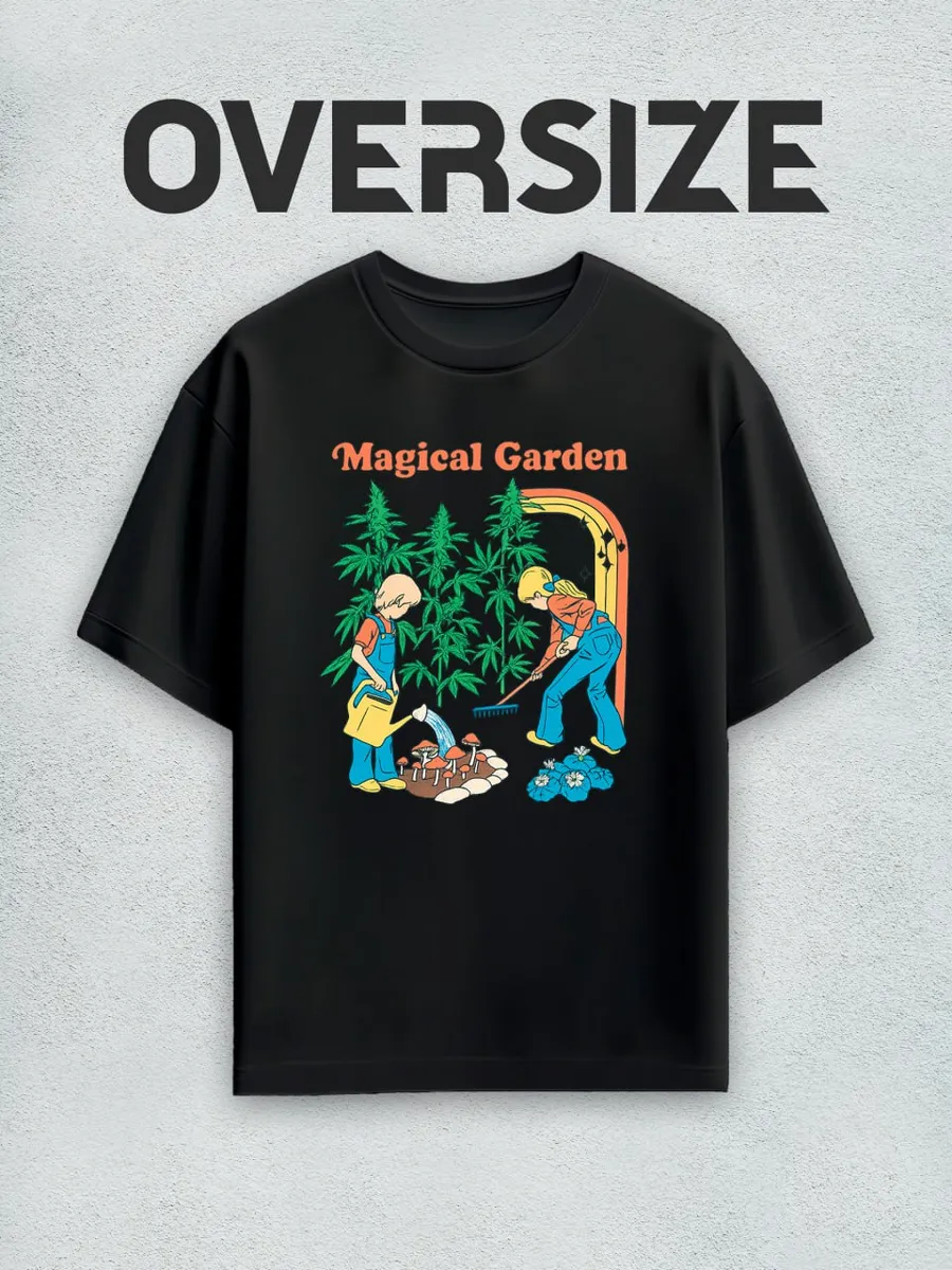 Футболка оверсайз с принтом y2k magical garden мальборо
