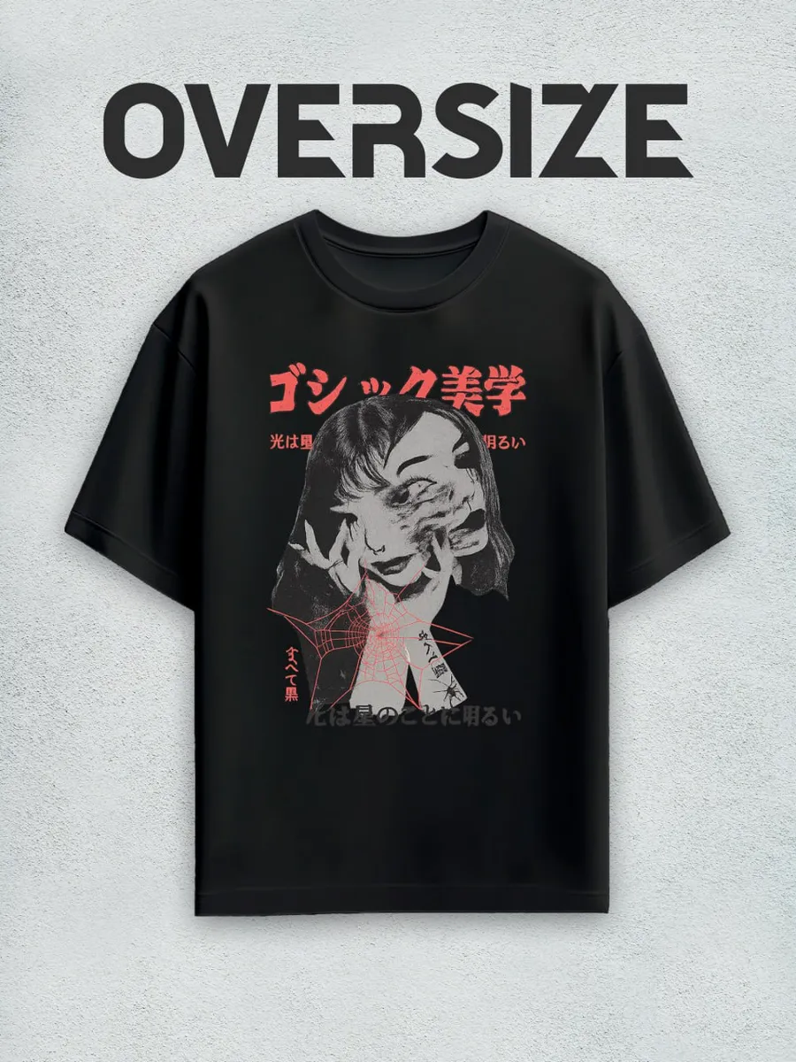 Футболка черная оверсайз с принтом Y2K гранж дрейн