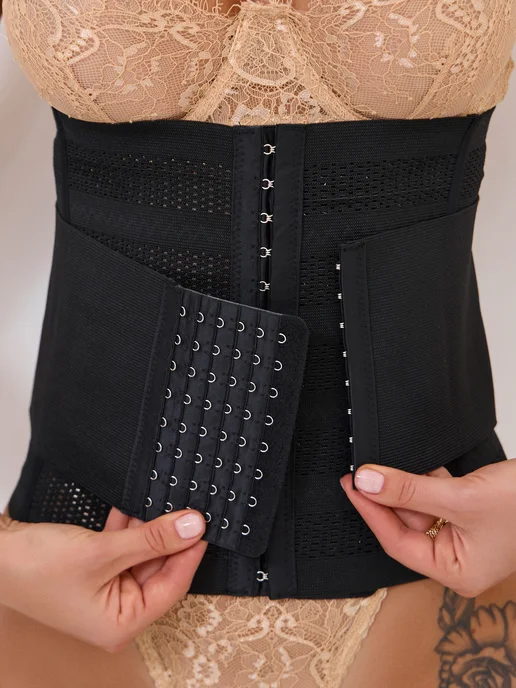HALVA corsets Корсет утягивающий для похудения пояс компрессионный, черный, фото 3