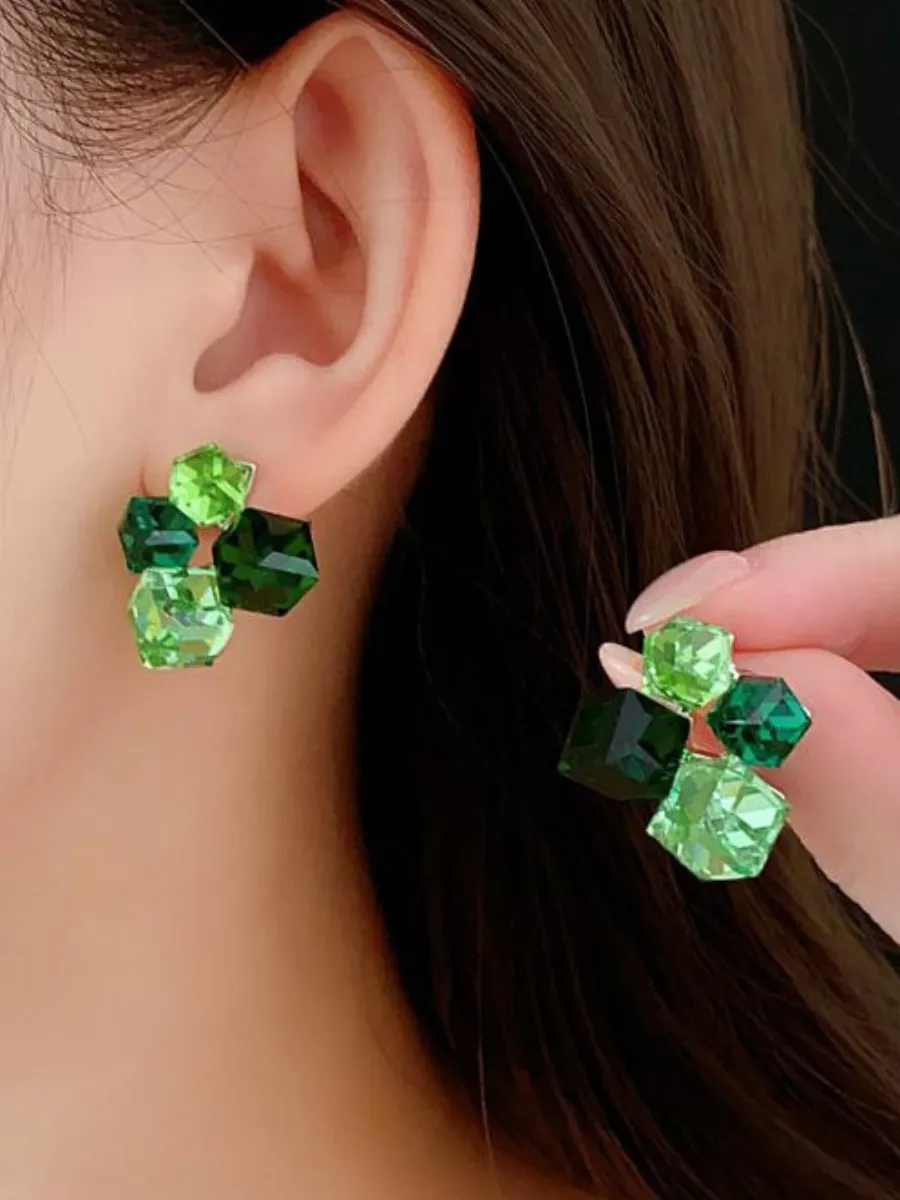 Серьги кристалл зеленый