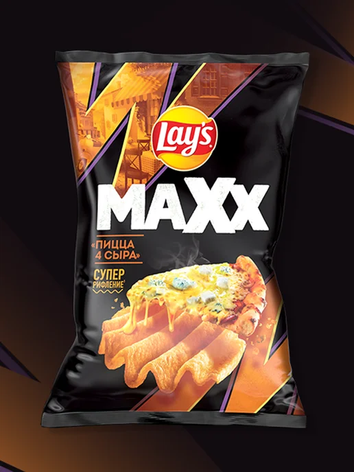 Lay's Чипсы картофельные рифленые Maxx Пицца 4 сыра, 100г, 100 г, фото 2