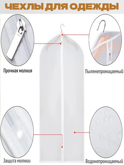 Чехлы для одежды 60х80см 3штук, 60x140 см, фото 3