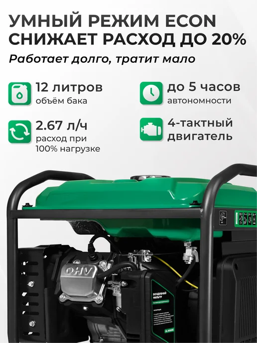 ELECTROLITE Генератор бензиновый инверторный EL 6000iE, вариант, фото 3