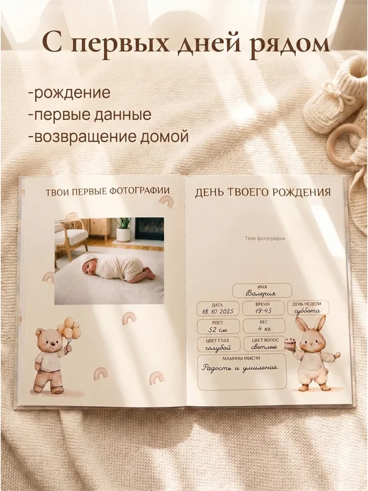 ГенЛит Фотоальбом для новорожденных первый год жизни, белый, фото 3