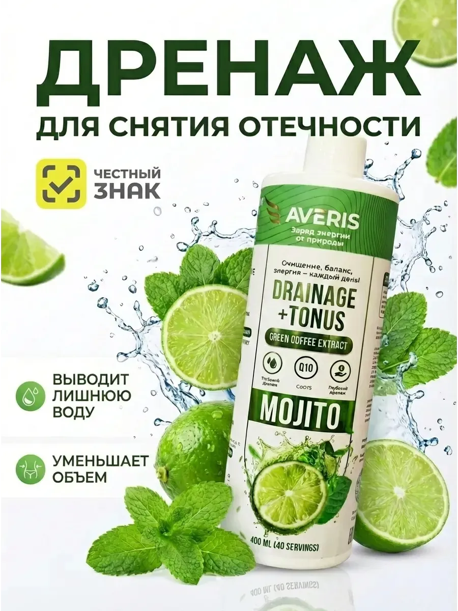 Дренажный напиток от отеков со вкусом мохито