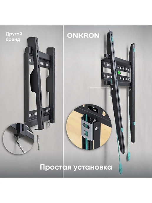 ONKRON Кронштейн для телевизора на стену 32"-65" FM2, до 50 кг, 50 кг, фото 4