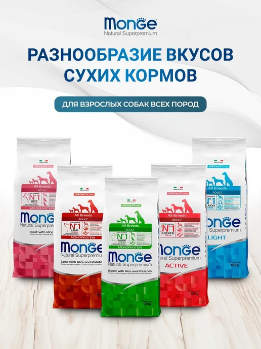 Сухой корм MONGE Dog Speciality для собак, взрослые, 12,3 кг, фото 8