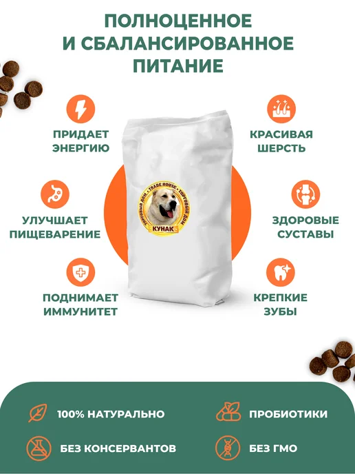 Сухой корм ООО "ТД КУНАК" для собак, индейка, ягненок, 10 кг, фото 4