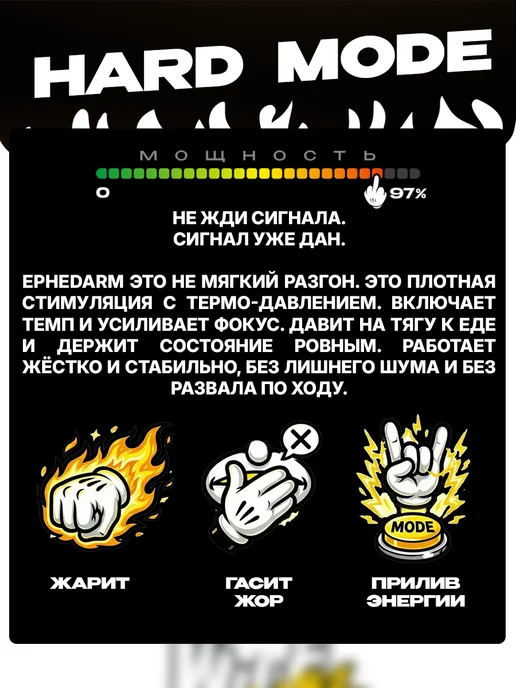 WTFLABZ HARD EPHEDARM жиросжигатель для похудения 60 капсул, 150 мл, фото 2