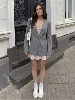 Пиджак приталенный без лацканов