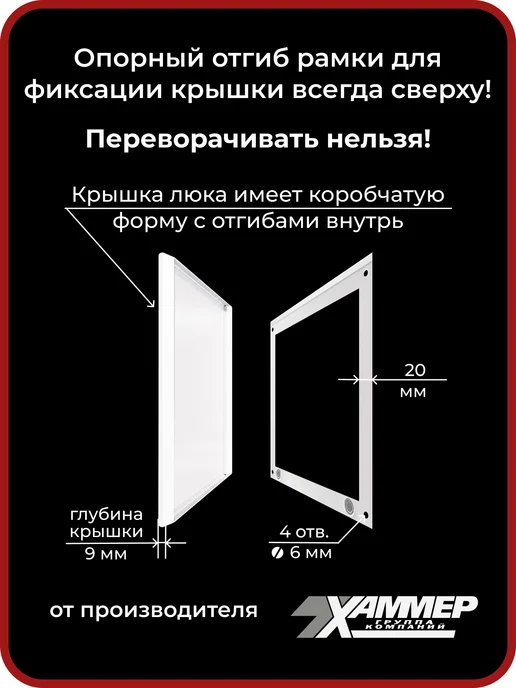 Хаммер Люк ревизионный 20х20 на магнитах Стикер, 200х200 Белый, 40x40, фото 2