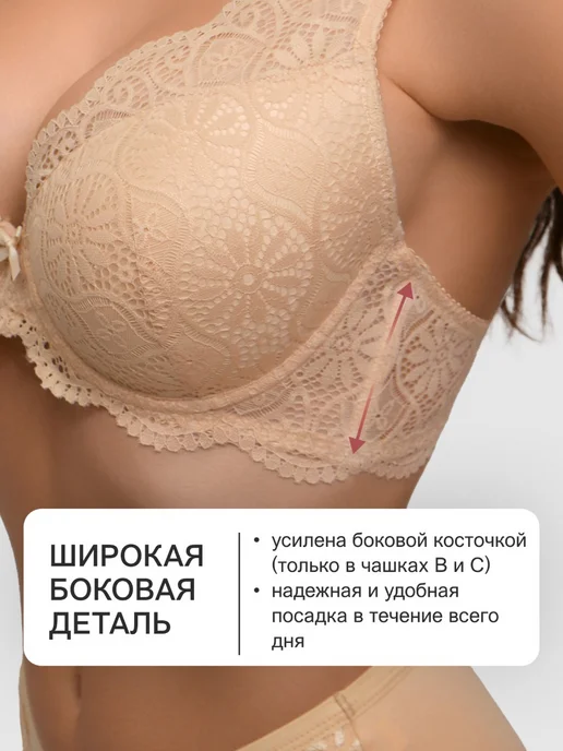 OIRO Бюстгальтер без пушап кружевной Pansy, бежевый, фото 3