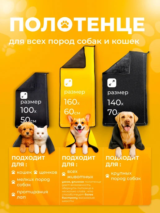 Полотенце для собак и кошек из микрофибры супервпитывающее, серый, фото 7
