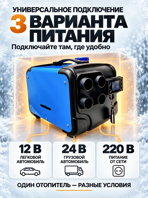Smartcrv Автономный дизельный отопитель 3в1 8 кВт, синий, фото 4
