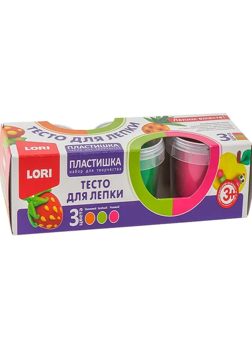 lori Тесто для лепки. Пластишка. Набор №19, 3цв. по 80 гр, 80 г