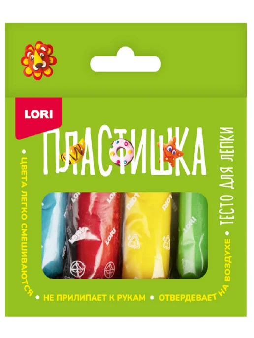 lori Тесто для лепки. Пластишка 4 цв. по 30 гр, 30 г