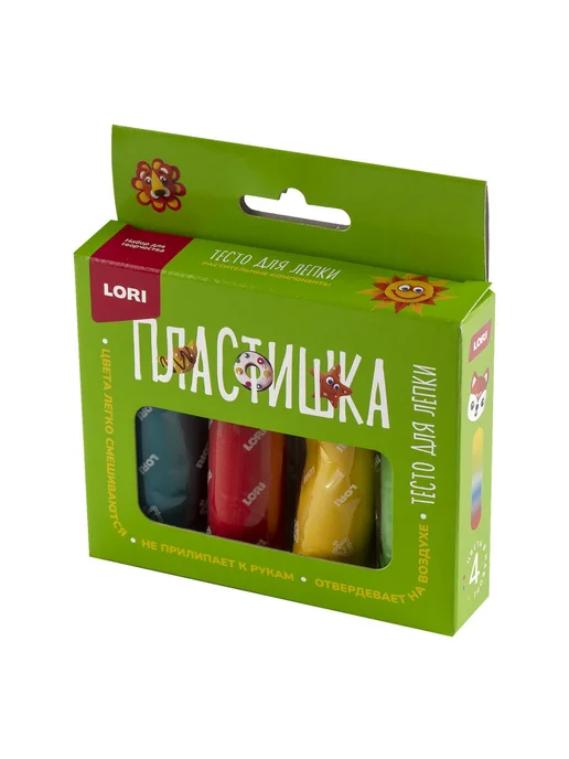 lori Тесто для лепки. Пластишка 4 цв. по 30 гр, 30 г, фото 3