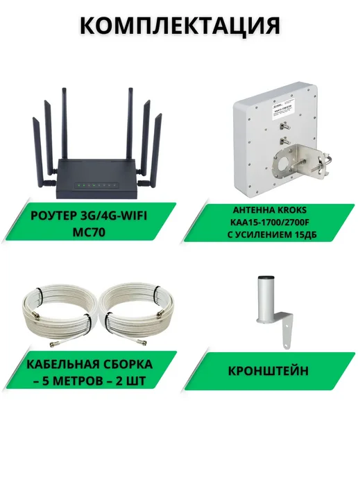 Усилитель интернет сигнала Роутер 4G с сим картой и антенной KROKS KAA15-1700 2700F, 4 г, фото 2