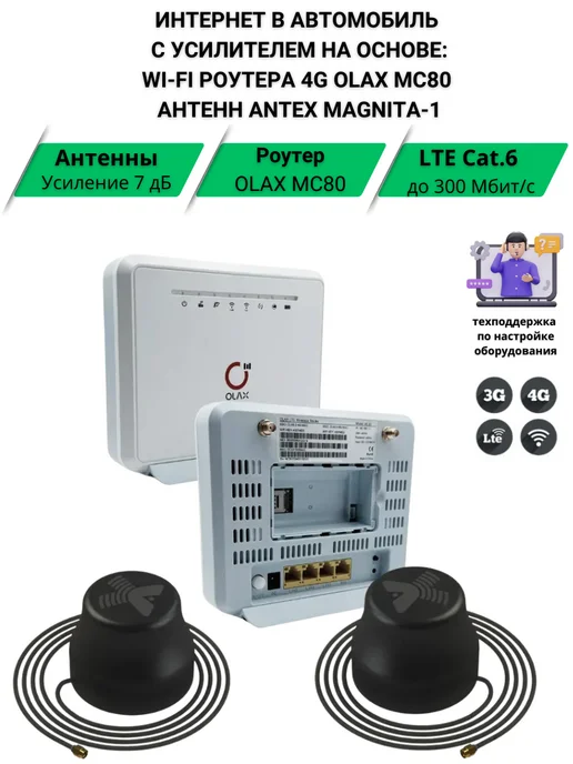 Роутер 4G Wi-Fi для автомобиля 4G интернет OLAX MC80, 4 г, 4 г