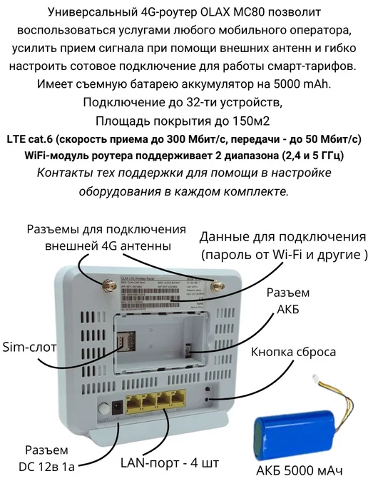 Роутер 4G Wi-Fi для автомобиля 4G интернет OLAX MC80, 4 г, 4 г, фото 3