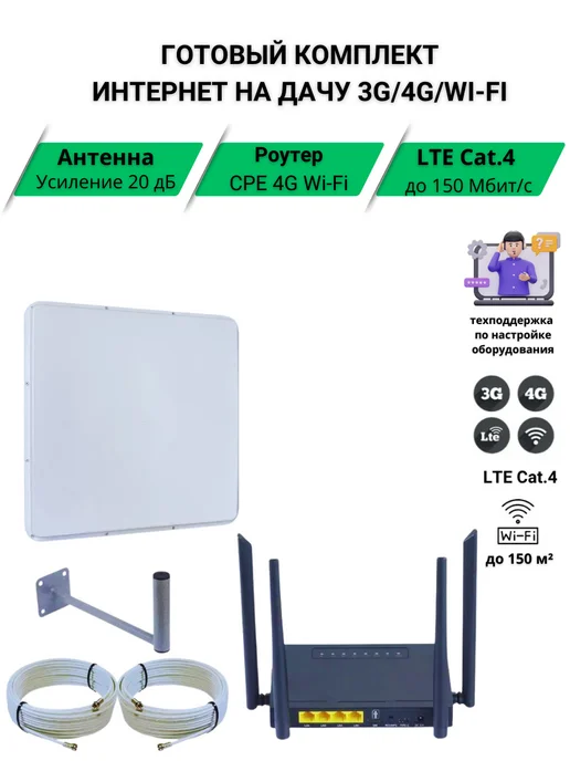 Роутер 4G WiFi с сим картой с усилением 20 Дб MIMO, 4 г