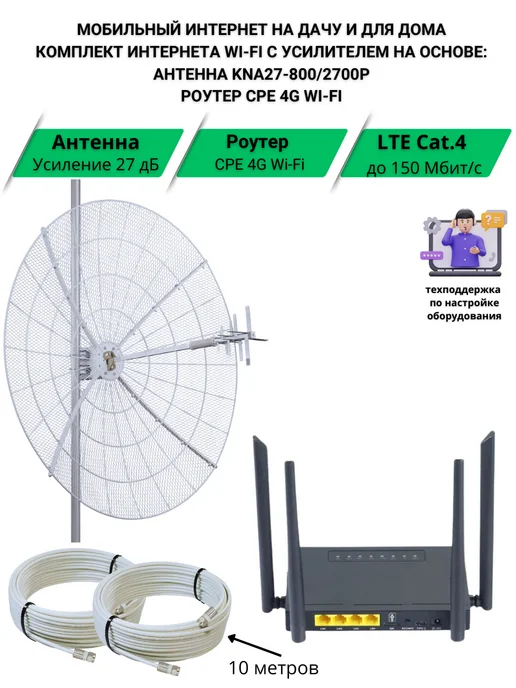 Роутер 4G Wi-Fi с параболической антенной KNA27-800 2700P, 4 г