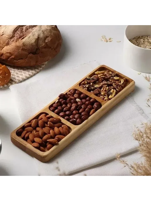 Менажница бук для орешек и закусок, коричневый, фото 2
