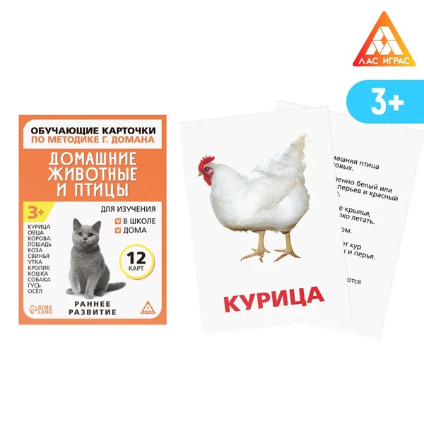 Обучающие и развивающие карточки Домашние животные