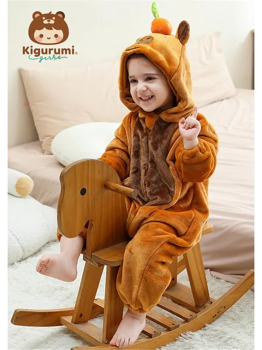 KigiRu Комбинезон кигуруми капибара для детский пижама, коричневый, фото 3
