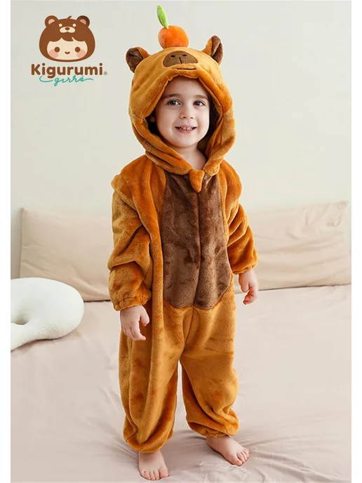 KigiRu Комбинезон кигуруми капибара для детский пижама, коричневый, фото 4