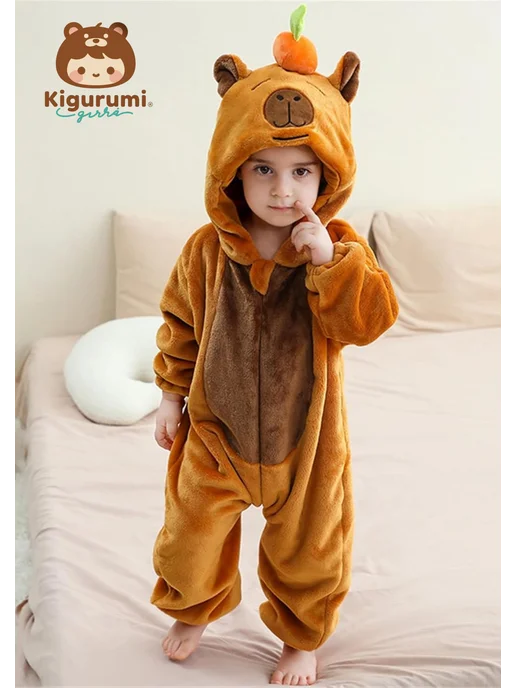 KigiRu Комбинезон кигуруми капибара для детский пижама, коричневый, фото 6