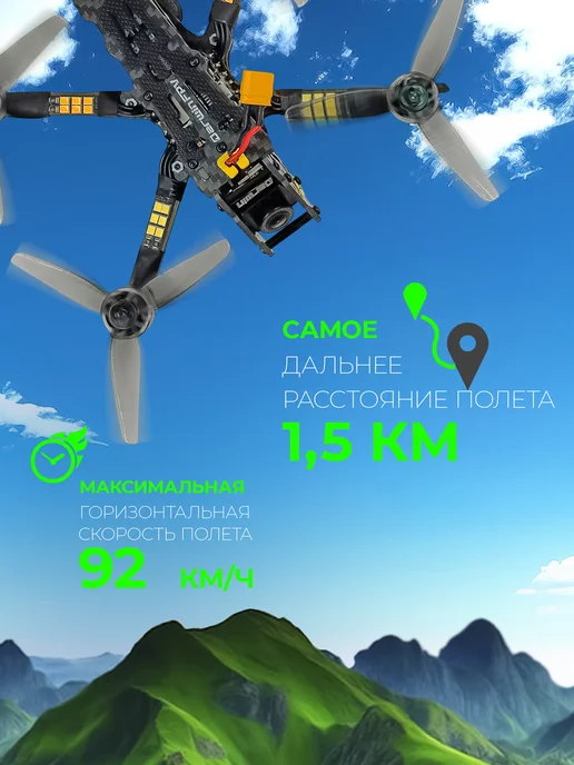 DarwinFPV Квадрокоптер BabyApe II, ELRS 2,4 ГГц, 4s, черный, фото 4