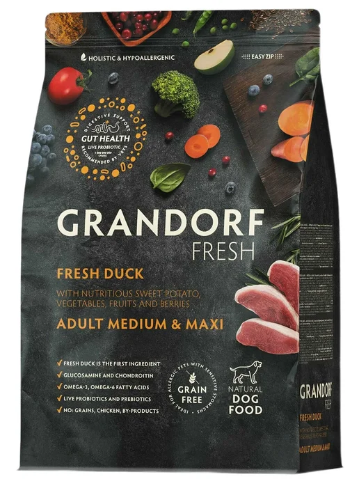 Сухой корм Grandorf' Fresh для собак, крупные, средние, утка, 10 кг, фото 2
