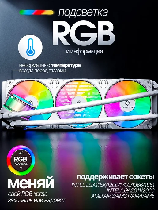 Nevermor Система жидкостного охлаждения SG-Q360W ARGB,белый, 360 Вт, фото 2