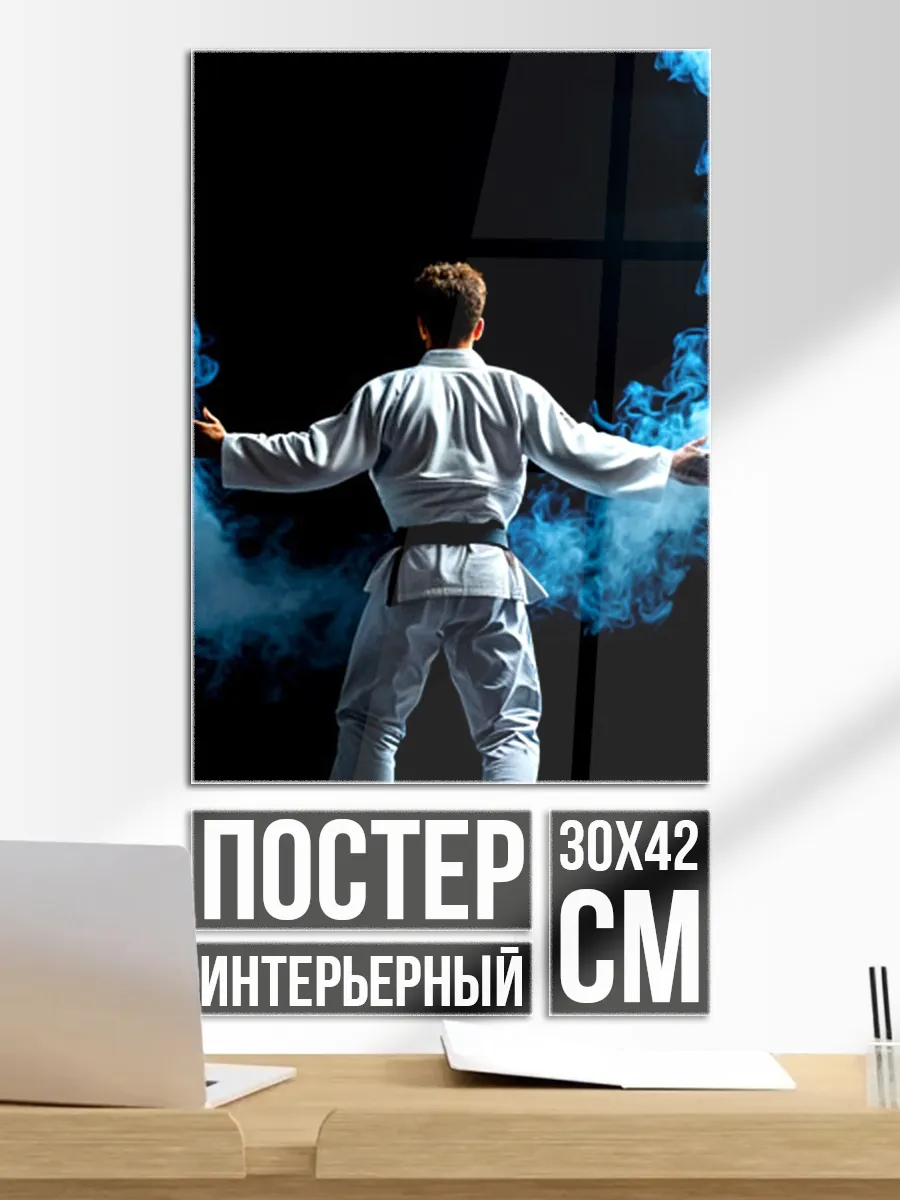 Постер на стену Дзюдоист в дыму