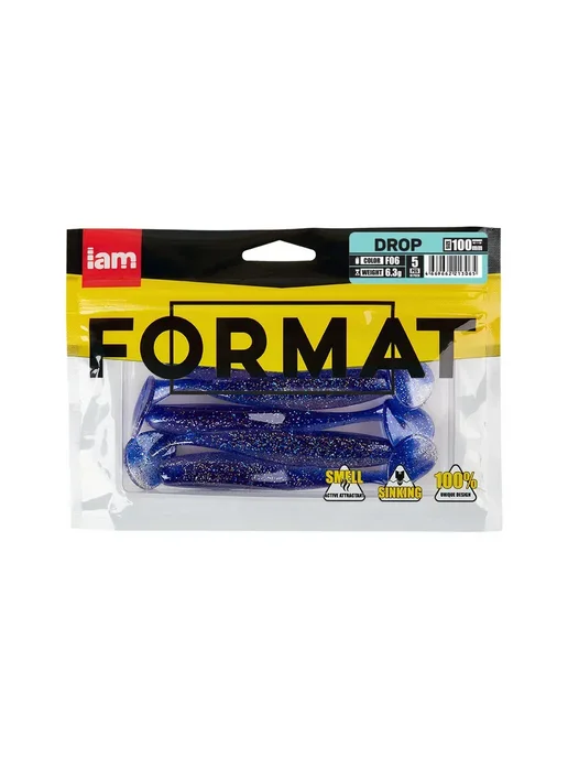 I AM Company Силиконовые приманки для рыбалки FORMAT DROP 100 мм. F06, синий, фото 5