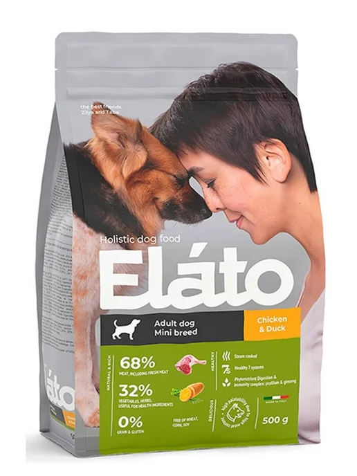 Сухой корм Elato Взр.Собак Мел. для собак, курица, утка, 0,5 кг, фото 2